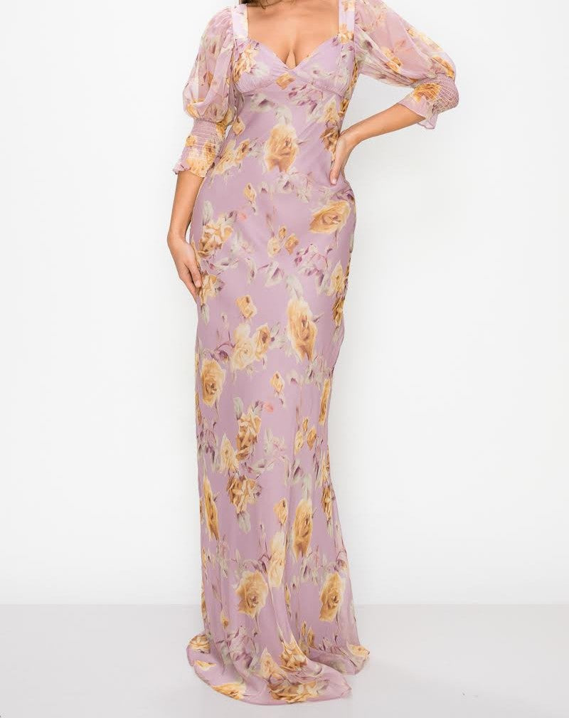 FLOWER PRINT MAXI DRESS